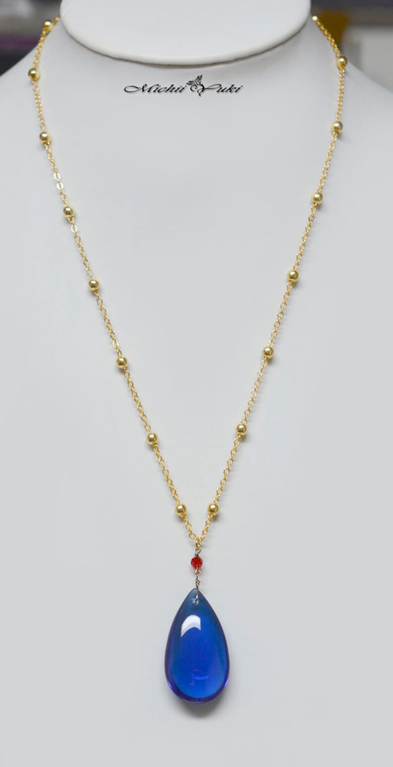 Large Howl/'s Moving Castle Blue Crystal Necklace