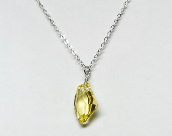 Final Fantasy Raw Crystal Inspired Necklace - Chocobo - Command Materia - Swarovski Crystal
