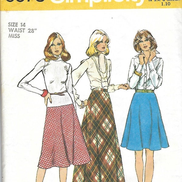 Simplicity 6573 Vintage Sewing Pattern -Bias Skirt in 3 Lengths,  Waist 28 Inches