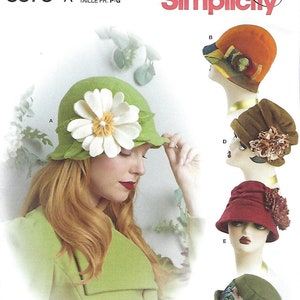 Simplicity 8573 Cloche flapper hat naaipatroon, jaren 1920-stijlpatroon, maat S-L ongesneden