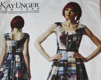 Vogue V1353, Kay Unger, UNCUT, Misses' Dress Sewing Pattern, Size 8-16