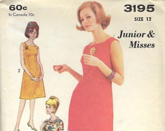 Advance 3195 1960's Sew-Easy Dress Pattern, Size 12 Bust 32, UNCUT