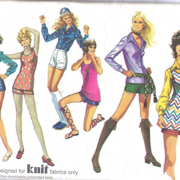 Simplicity 9487 Short Shorts Pattern, Blouse and Knit Top, Vintage "Hot Pants" Shorts Pattern, Bust 32 1/2