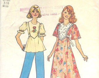 70s Simplicity 6931 Boho Maxi Dress Sewing Pattern, Top, Bust 31 1/2 32 1/2