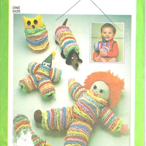 Fabric Circles Doll Owl Dog Clown Caterpillar Toys, YoYo, Uncut, Simplicity 8225 Vintage Sewing Pattern Crafts