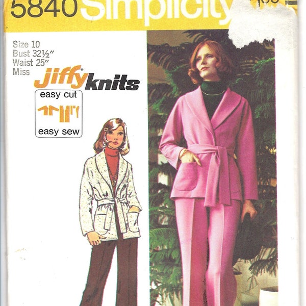 Simple-To-Sew Misses' Jiffy Knit Unlined Jacket and Pants Sewing Pattern, Simplicity 5840 Sized for Stretch Knits Only