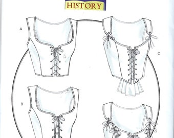 May include: A sewing pattern for a corset top with four different variations. The pattern is from Butterick and has the number B4669 on it. The pattern is for sizes 14-16-18-20.