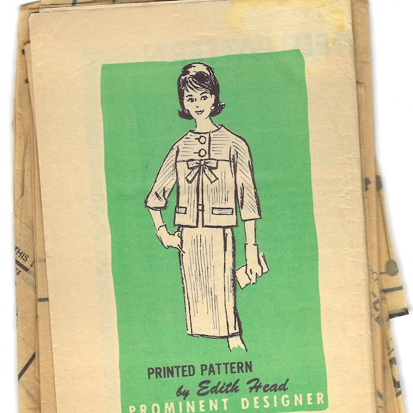 60s Jacket and Skirt Pattern - Mail Order Pattern M466, Designer Edith Head, Bust 36 Inches