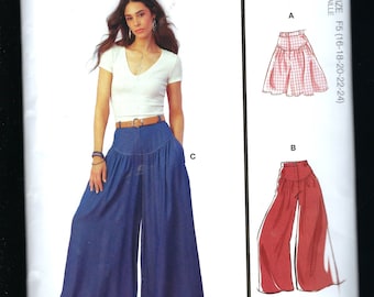 McCalls R11490 Yoked Palazzo Pants Sewing Pattern, UNCUT