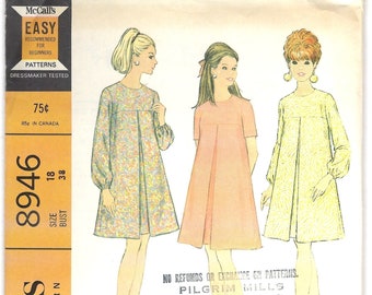 Vintage 1960's McCall's 8946 Sewing Pattern-Misses' Tent Dress Size 18 Bust 38