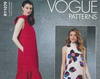 Vogue Sewing Pattern R11079, Women's Loose Fitting Pullover Dress, UNCUT