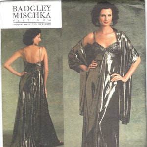 Vogue V1079, Misses Gown Dress and Stole Sewing Pattern, Uncut