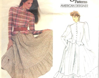 Vogue 2968 Ralph Lauren Cottage Core Top and Skirt, Prairie Style