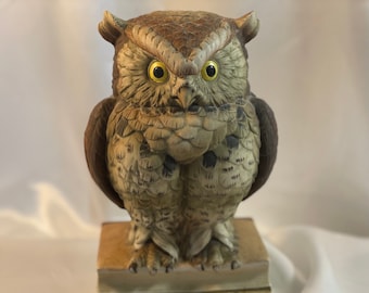 美品 希少 アンドレア・バイ・サデック社製 エルフフクロウ 磁器 人形