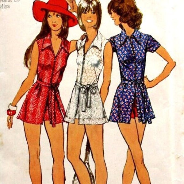 Simplicity 5013 1970s TENNIS Dress, Short Shorts, Vintage Sewing Pattern