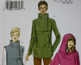 Vogue V8854 Loose Fitting Pullover Tunic Sewing Pattern UNCUT Hooded or Stand Up Collar