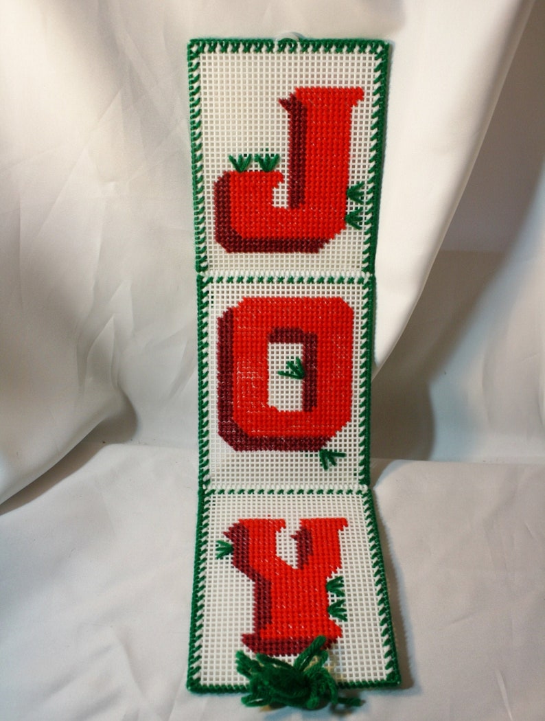 JOY Crewel Embroidery Finished Piece 20 by 5.25 Piece