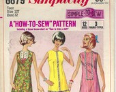 1960s Simplicity 6879, Misses How-To-Sew Dress Pattern, Size 12T Bust 32