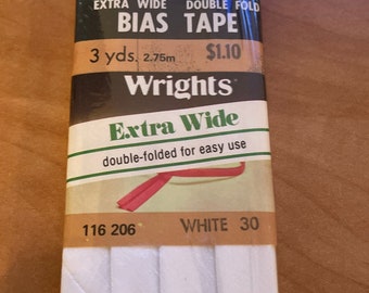 Wrights Extra Wide Double Fold Bias Tape, 3 Yards to a Package, Many Colors