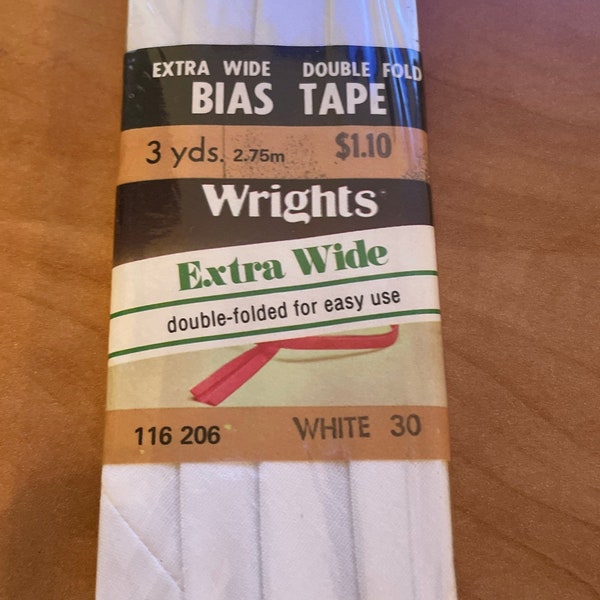 Wrights Extra Wide Double Fold Bias Tape, 3 Yards to a Package, Many Colors