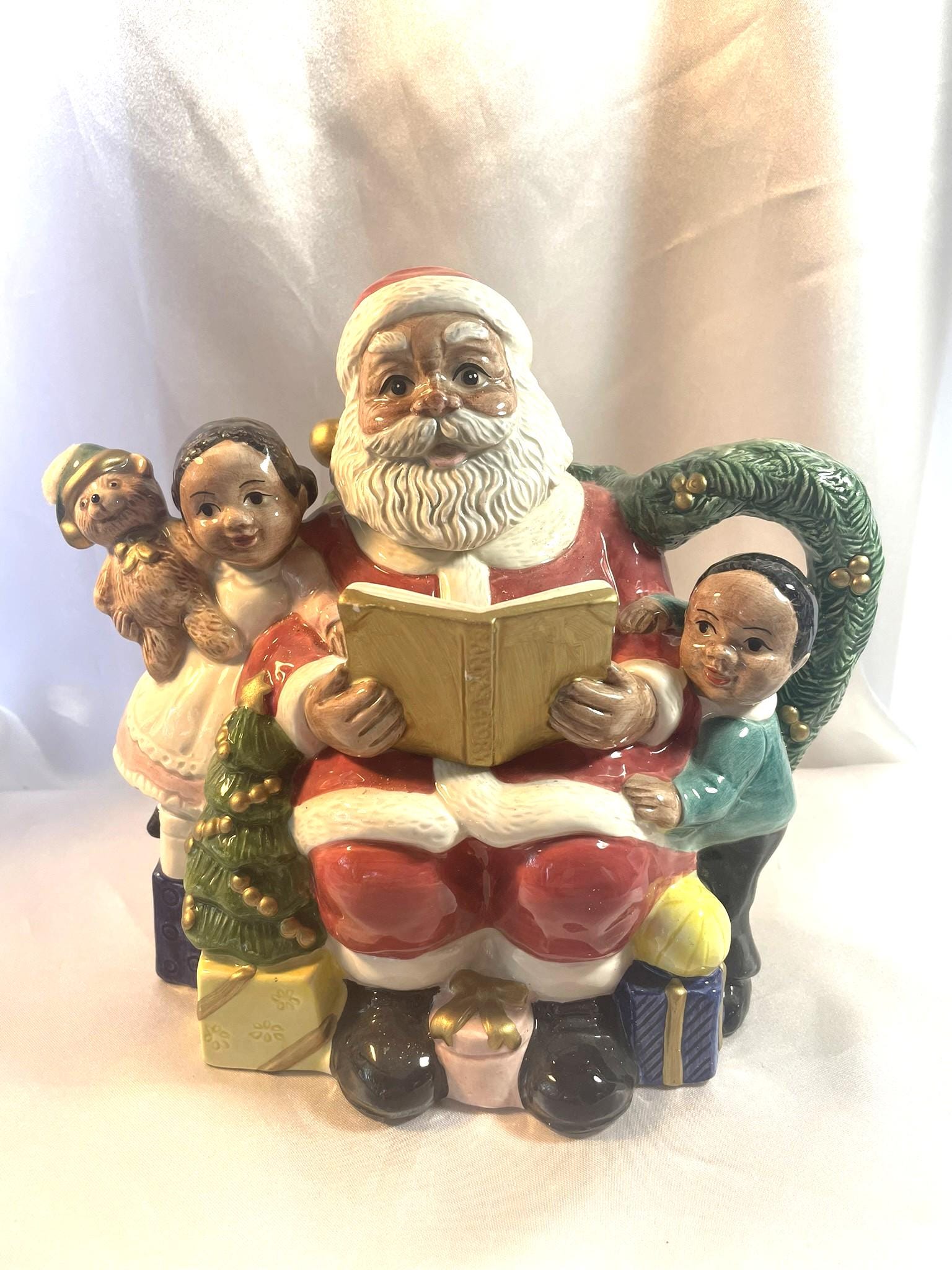 Teapot Omnibus FITZ & FLOYD African American Black Santa Claus