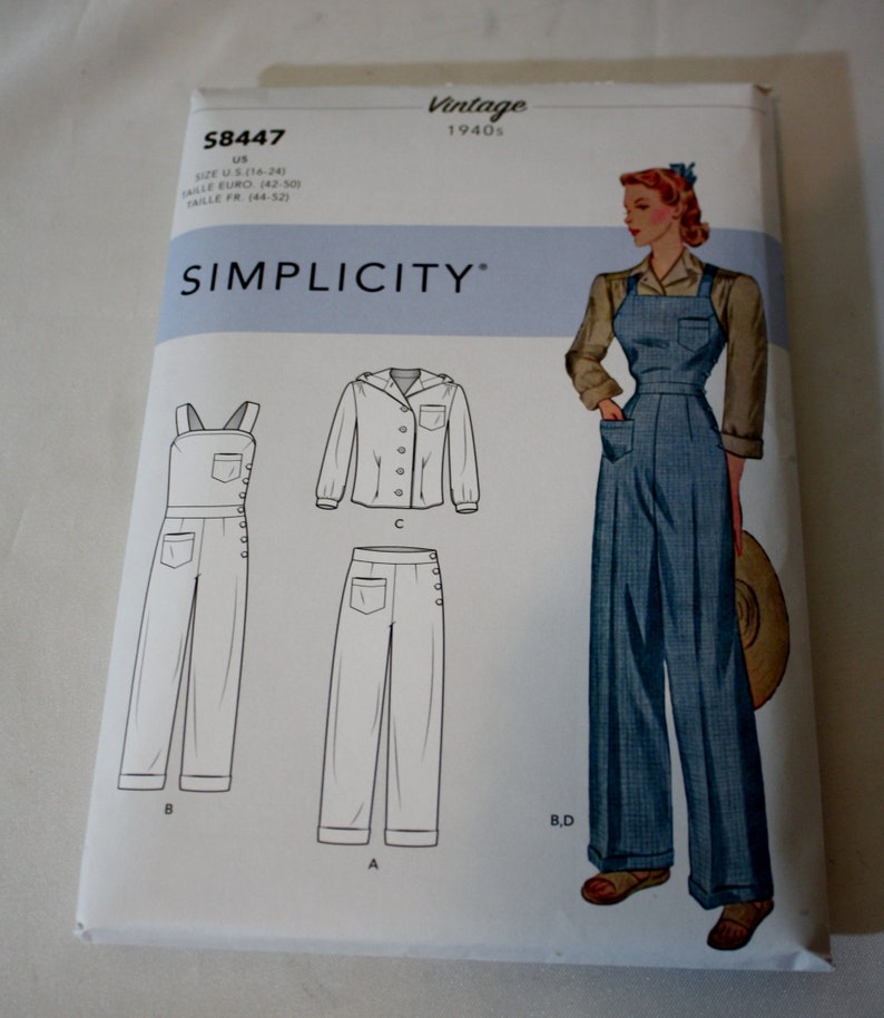 Simplicity S8447 40s Overalls Pattern Blouses Pants UNCUT Etsy
