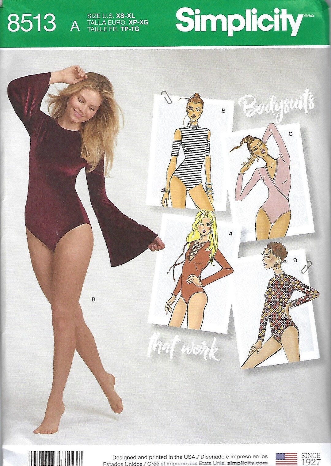 Buy Simplicity 8513 Misses Knit Bodysuits Sewing Pattern, Size XS-XL Online In India