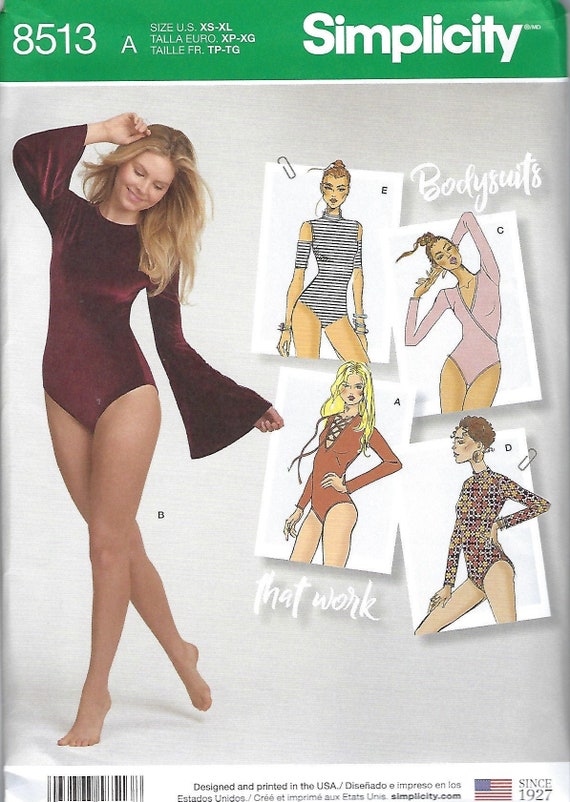 Buy Simplicity 8513 Misses Knit Bodysuits Sewing Pattern, Size XS-XL Online In India