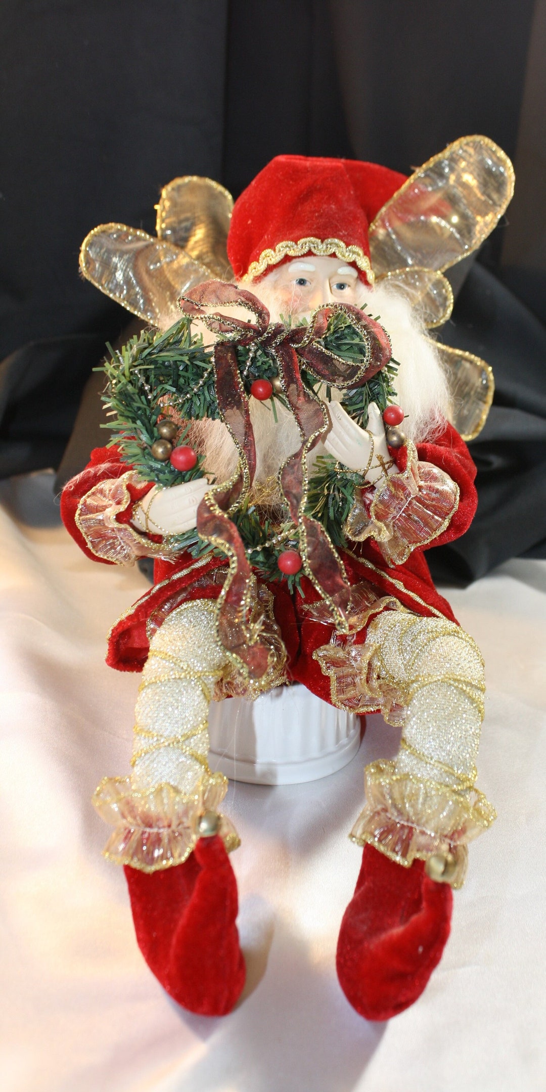 MARK ROBERTS Santa Fairy Christmas Ornament: Shelf Sitter With