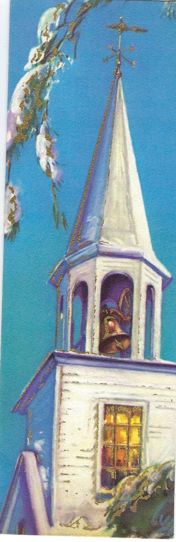 Vintage Rust Craft Christmas Card Turquoise Blue Sky Snowy - Etsy