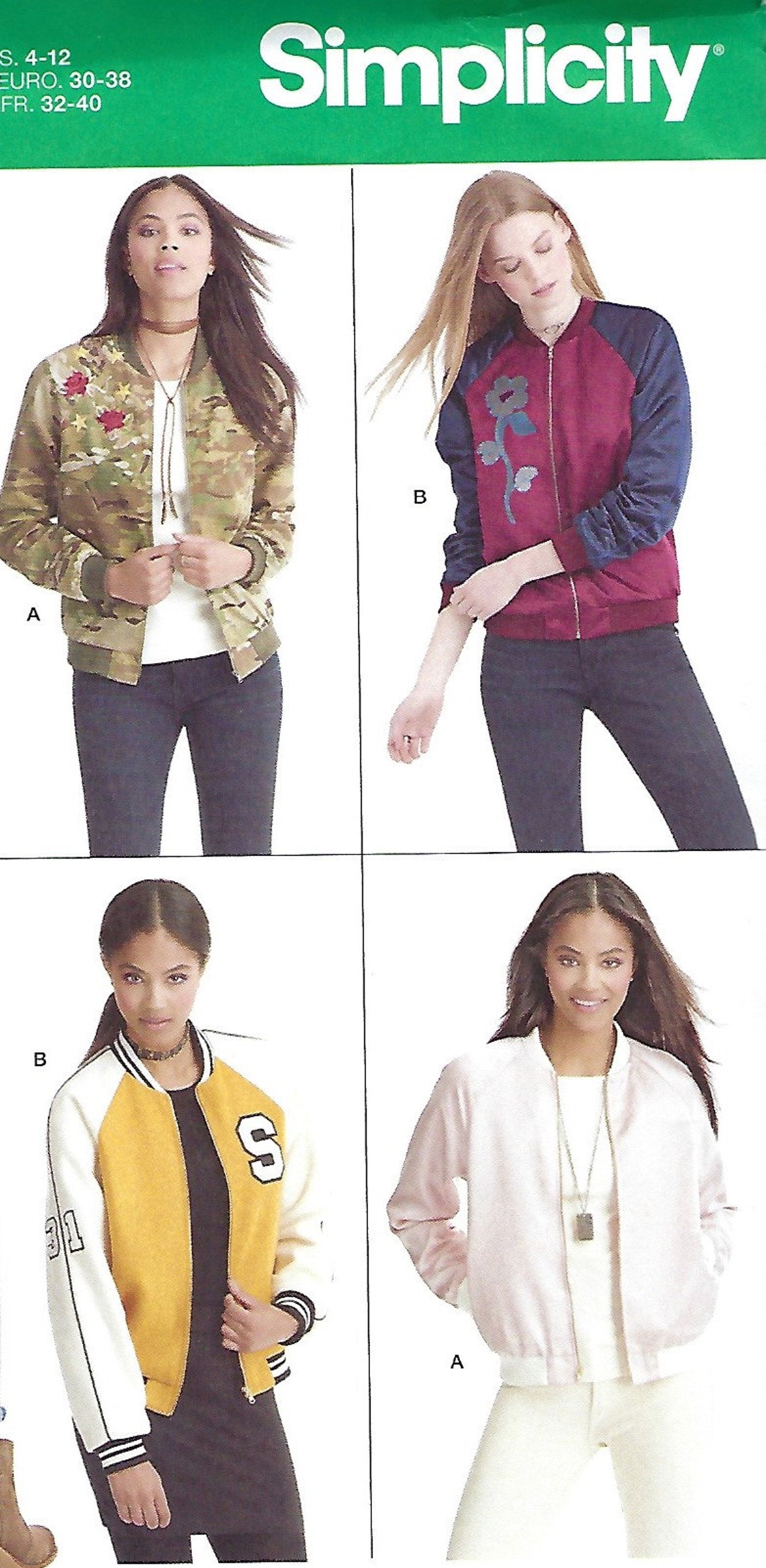 Simplicity 8418 Womens Lined Bomber Jacket Sewing Pattern | Etsy