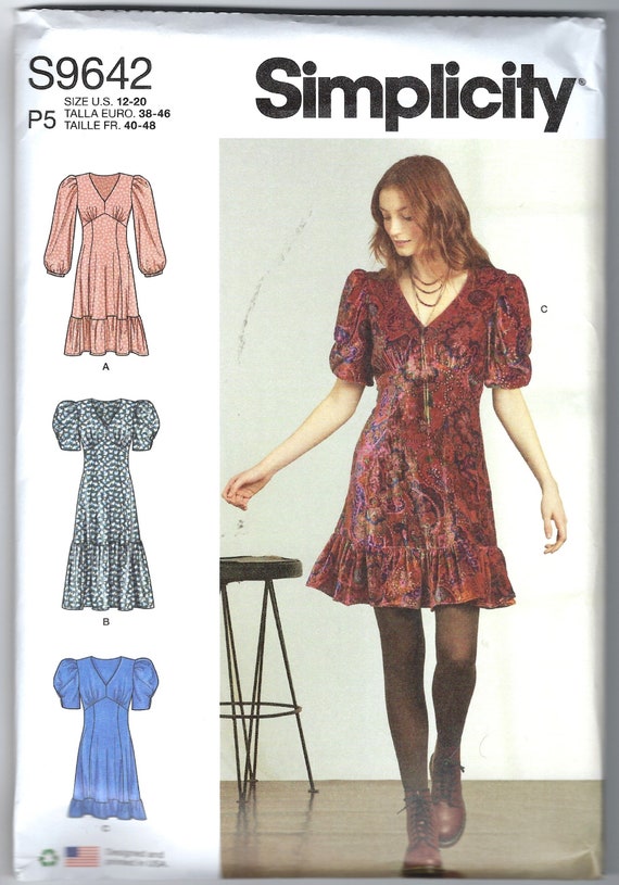 Simplicity S9642 Misses Dress Sewing Pattern, Bra Cup Size of A B C D,  UNCUT 