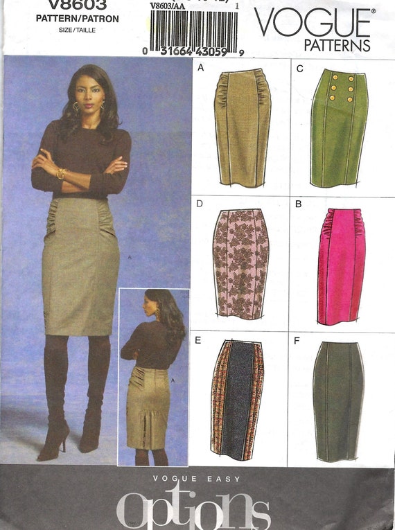 Lined Straight Skirt Sewing Pattern Vogue V8603 - Etsy