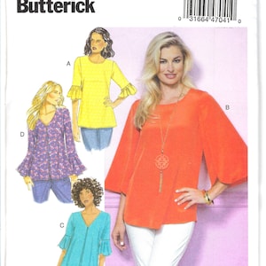 Butterick B6456 Sewing Pattern for Misses Top, Sleeve Variations,  SZ 6-14 or 14-22 Uncut Factory Folded