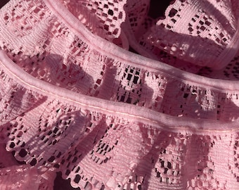 Dusty Rose Lace 1 1/2 inch Lace, Sewing, Clothing, Costumes, Decorative Lace, Doll Clothing, 1 YARD