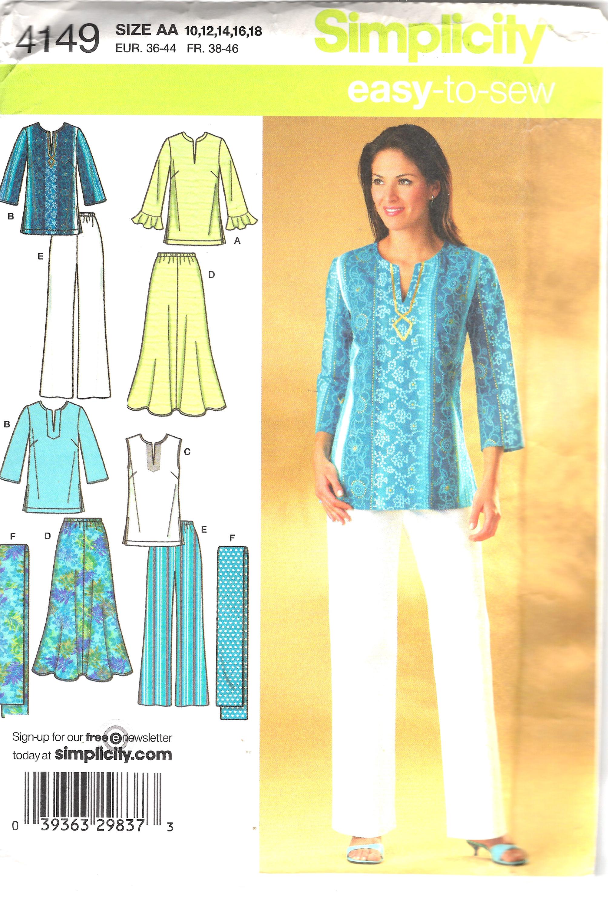 Simplicity Sewing Pattern 9130 S9130 4149 Misses' Sportswear Size 10-12 ...