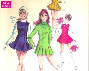 1970s Simplicity 8532 Sewing Pattern: Cheerleading & Ice Skating Dress, Size 10 Bust 32.5"