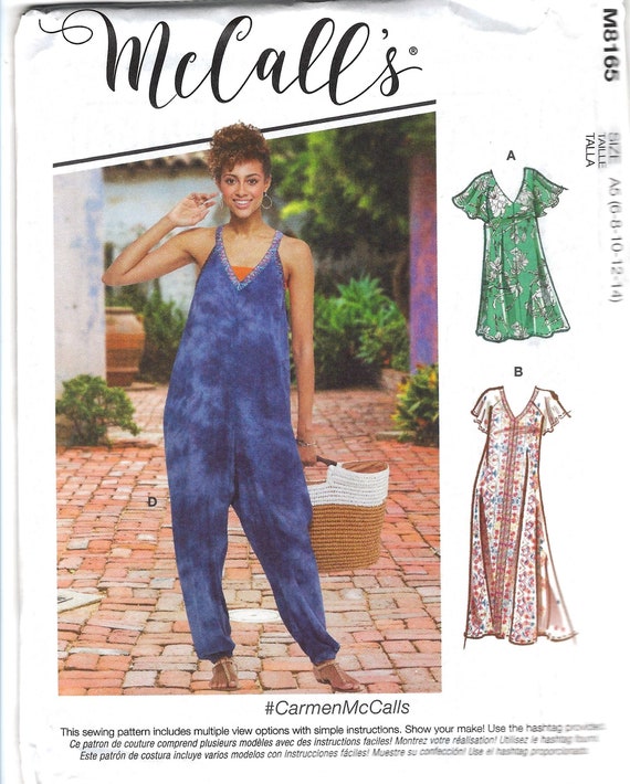 McCall's M8165 Loose Fitting Dress and Jumpsuit Pattern, Sewing Pattern