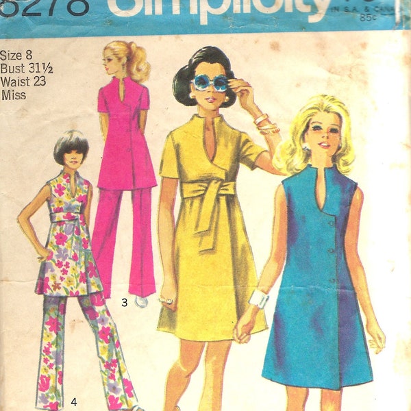 Simplicity 8278 Dress Sewing Pattern, Tunic and Pants, Uncut Bust 31.5 Size 8