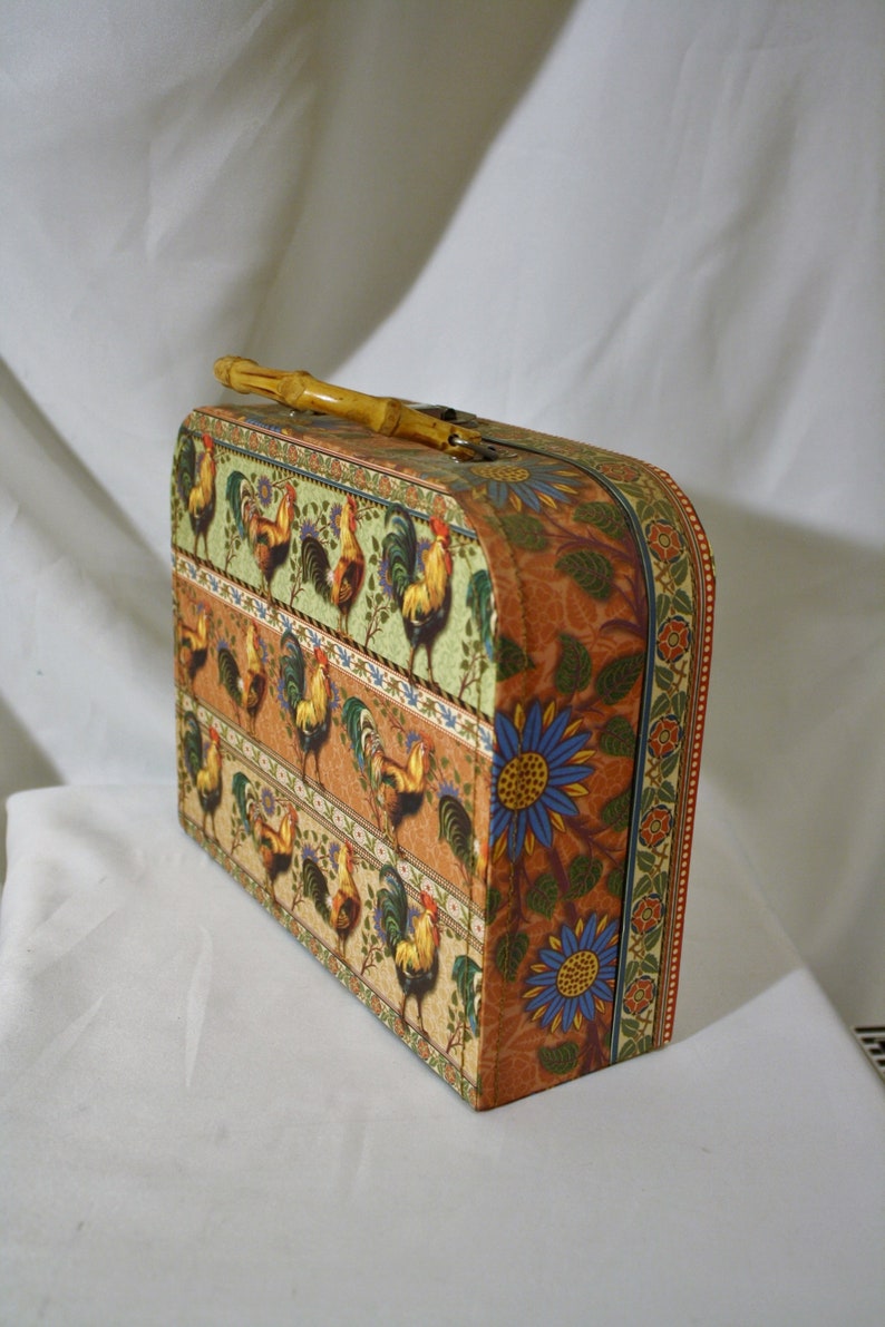 Pooch /& Sweetheart Rooster Handbag or Storage Keepsake Box With Bamboo Handle