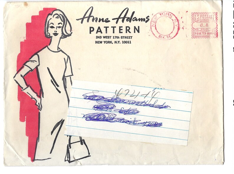1960s Anne Adams 4721 Women's Blouse Pattern Bust 36 Vintage Sewing ...