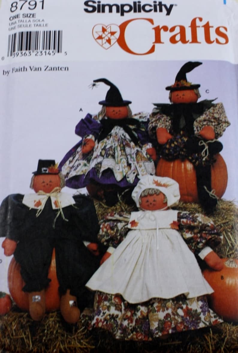 Thanksgiving Dolls Pattern Halloween Dolls Simplicity 8791 26 Inch Tall Dolls Sewing Pattern Uncut