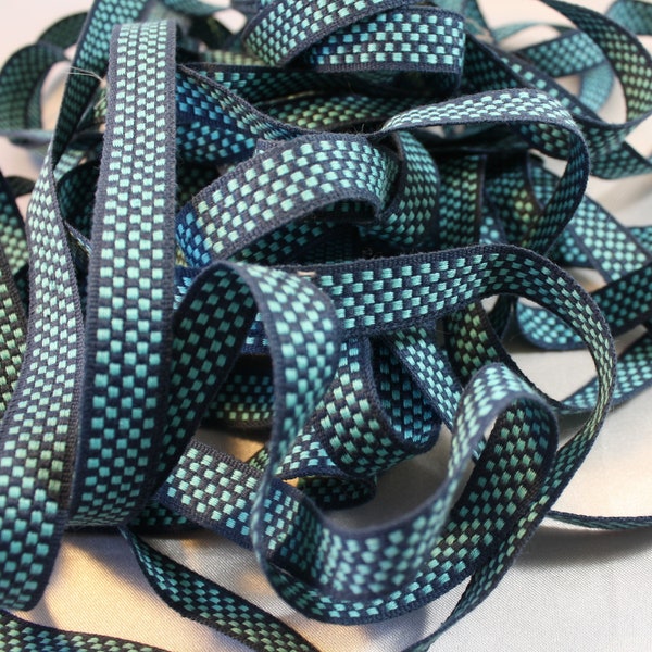 5/8 "  Navy Blue Turquoise Trim 5 Yard Vintage Trim, Dress Ribbon, Hats, Sewing, Craft, 15.875  mm, Gift Wrap, Ribbon, Destash