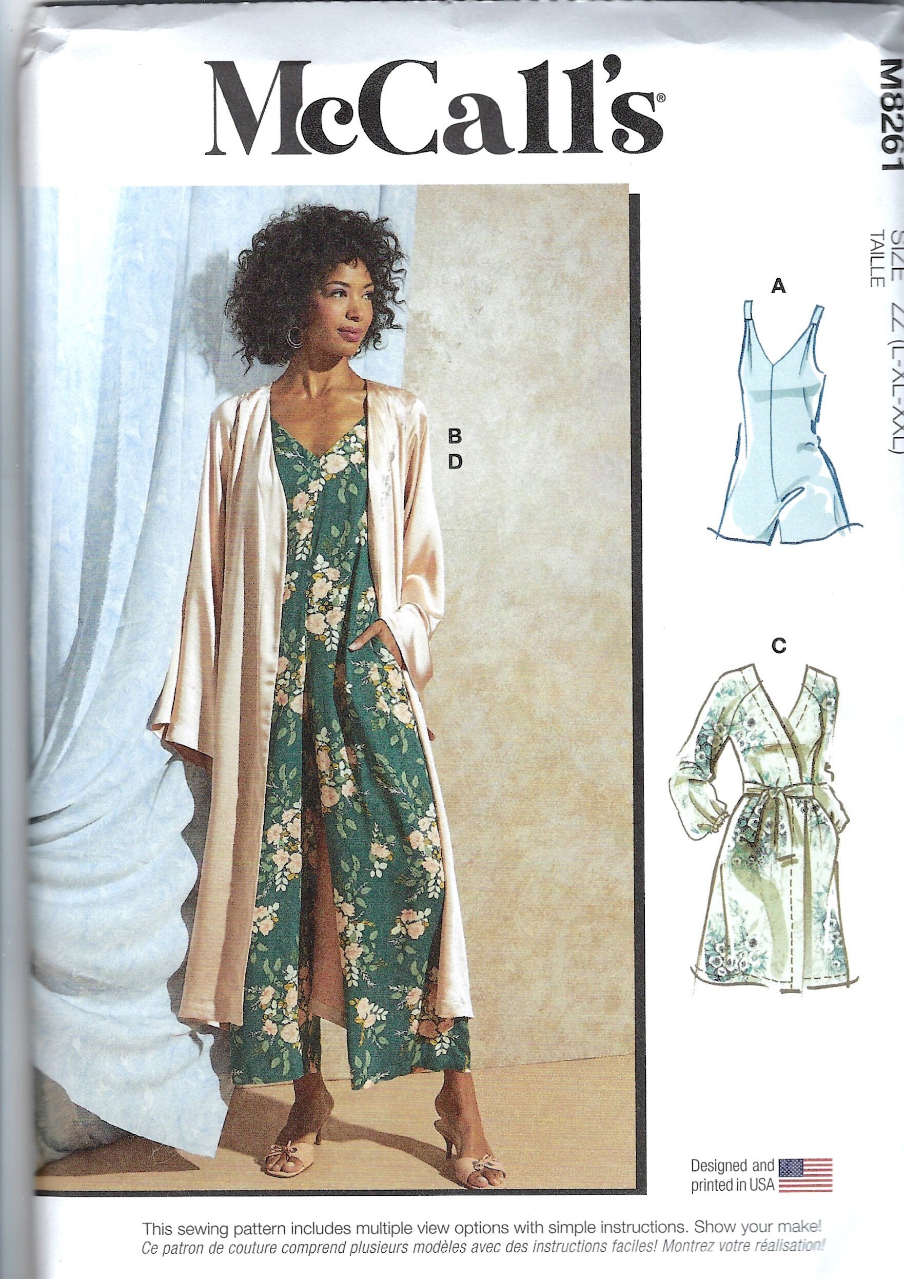 McCall's Sewing Pattern M8261 - Misses' Romper, Jumpsuit, Robe with Sash,  Size: Y (XS-S-M) 