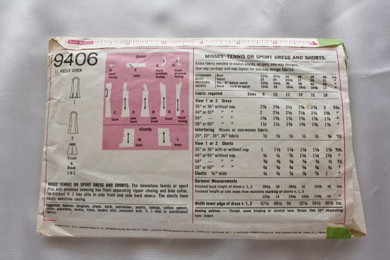 Simplicity 5013 1970s TENNIS Dress Short Shorts Vintage Sewing