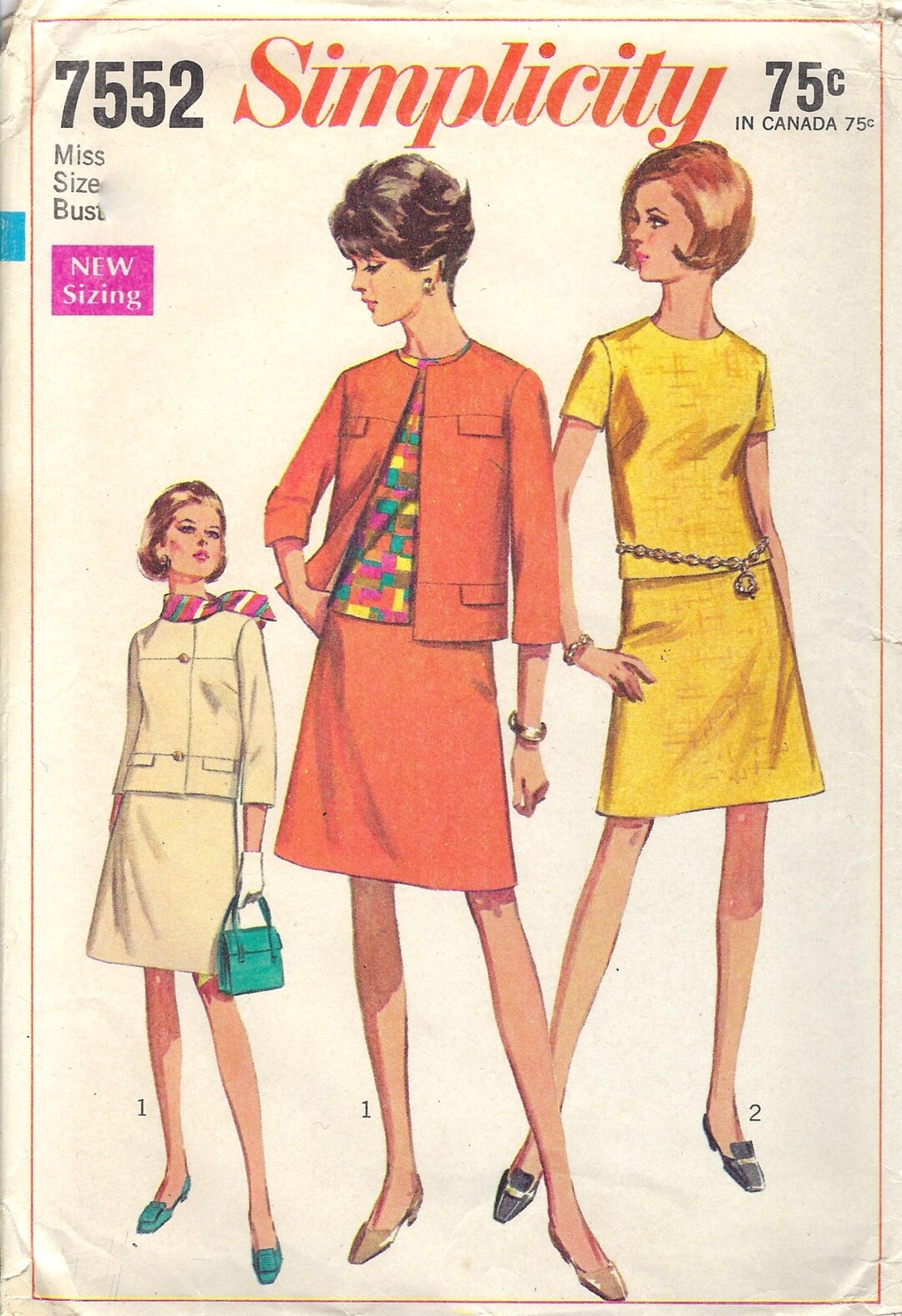 1960’s Simplicity 7552 A-line Dress With Jacket Vintage Sewing Pattern ...