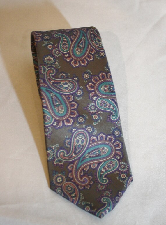 Mens Royal Knight Silk Tie 58 3 Gray Paisley | Etsy