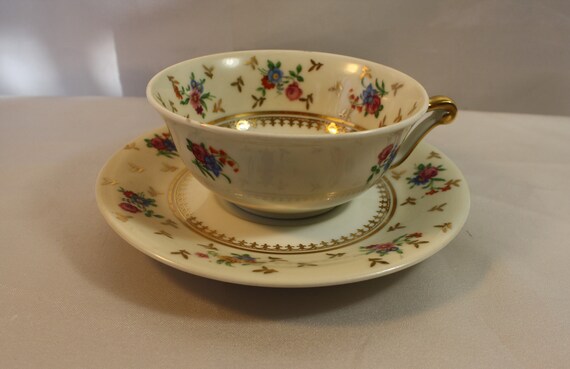 美品Raynaud Limoges ミルレイカップ＆ソーサー＆プレート2客トリオ New Elegant Raynaud LIMOGES France Porcelain Tea Cup + Saucer * 