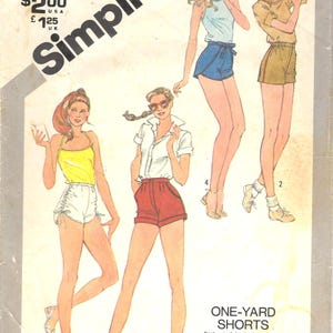 May include: A sewing pattern for shorts, Simplicity pattern number 5110. The pattern includes three different styles of shorts, all with a high waist. The pattern is for sizes 10 and 25 inches waist. The pattern is for misses.