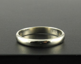 14K Gold 3x1.3mm Wedding Band - Simple Band - Half Round Ring - White Yellow Rose Gold